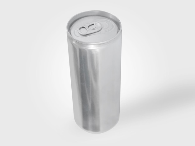 Photo energy drink soda can mockup template isolated on light grey