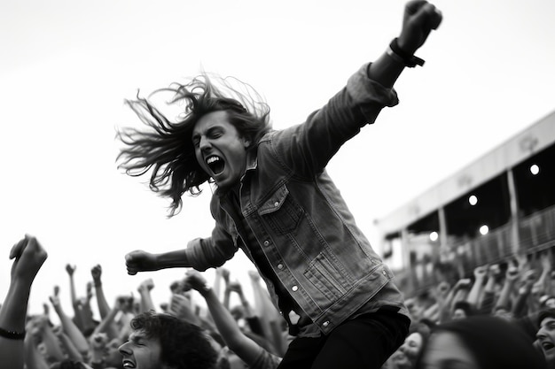 Photo energy and excitement of a man for a music festival