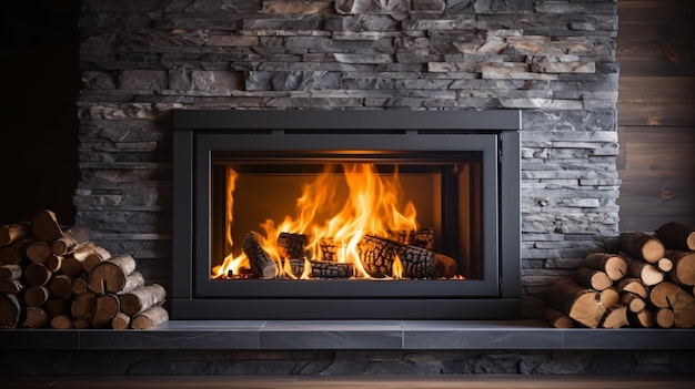 Energy fireplace on a wall fire flames