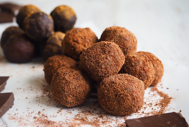 Energy Protein Balls, Fruit and Nut, selective focus.