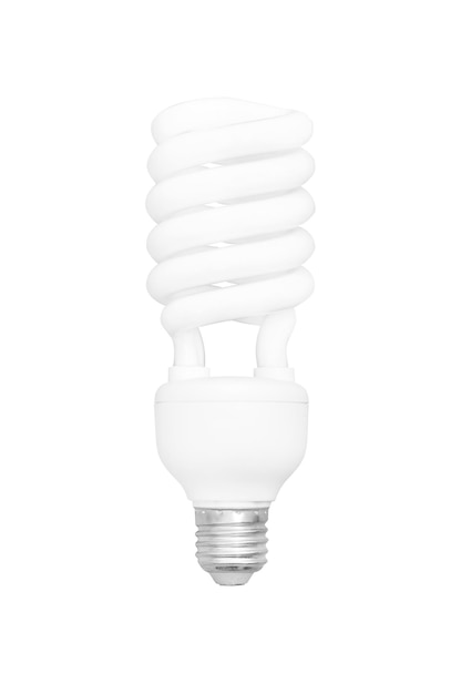 Energy saving bulbFluorescent spiral light bulb isolated on white background