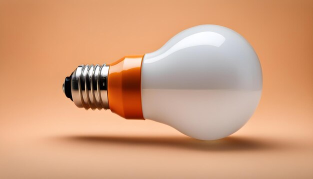 energy saving light bulb on orange background