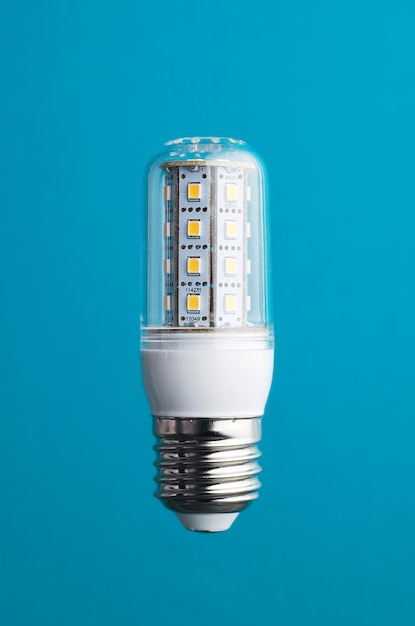 Energy saving SMD led light bulb over blue background