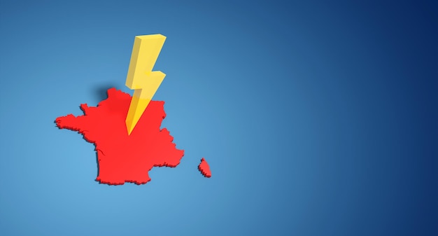 Energy shortage in France 3D Illustration