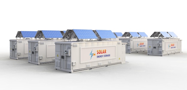 Energy storage system or battery container unit with solar power