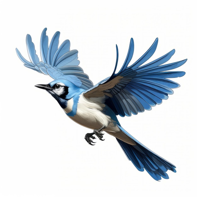 Photo energyfilled illustration of blue jay in flight
