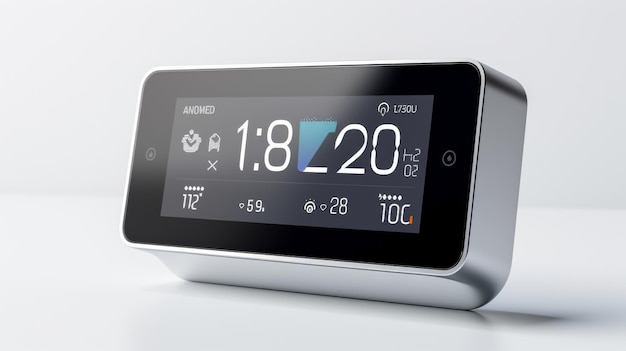 Foto termostato intelligente a risparmio energetico su sfondo bianco