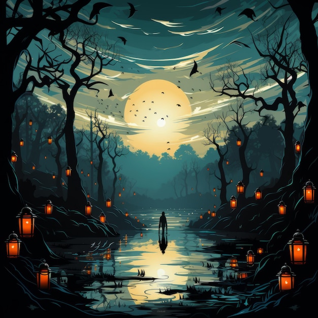 Eng Halloween-illustratieontwerp