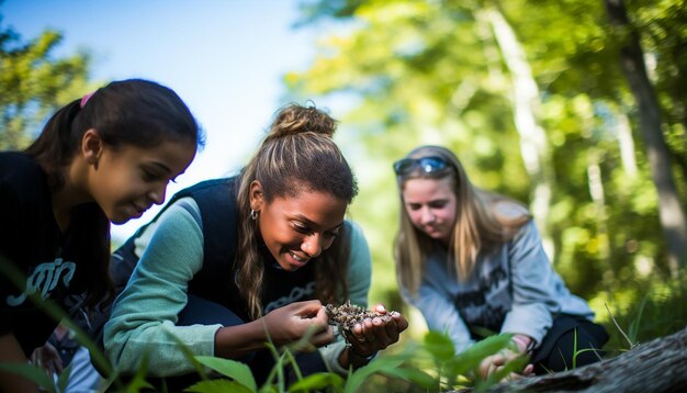 Photo the engagement and curiosity on students faces as they participate in an outdoor field trip