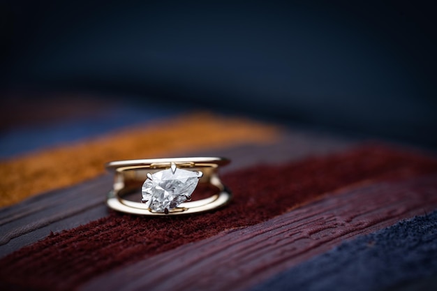 Engagement Diamond Ring on Multicolored background