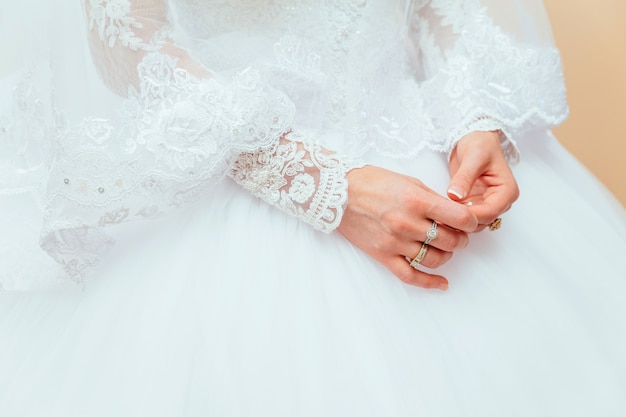 Engagement ring on bride's finger