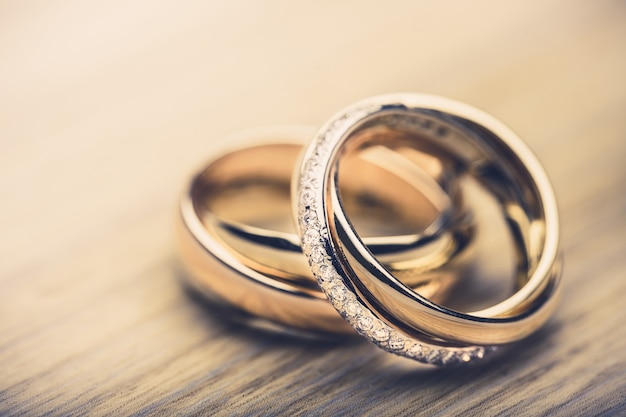 Engagement rings on background close up