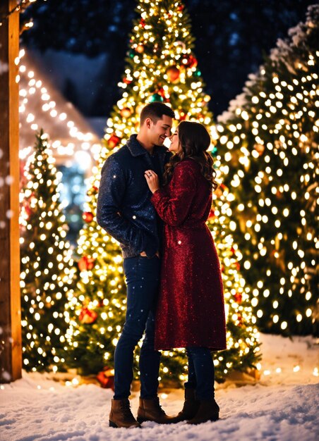 Photo engagment couple beautify background on newyear