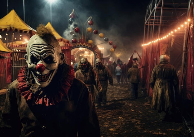 Foto enge geesten loeren rond een spookachtig carnaval