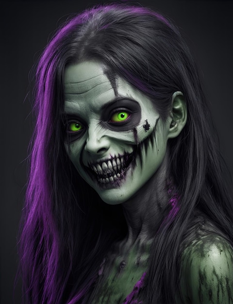 Foto enge zombie met bloedig gezicht halloween-monster