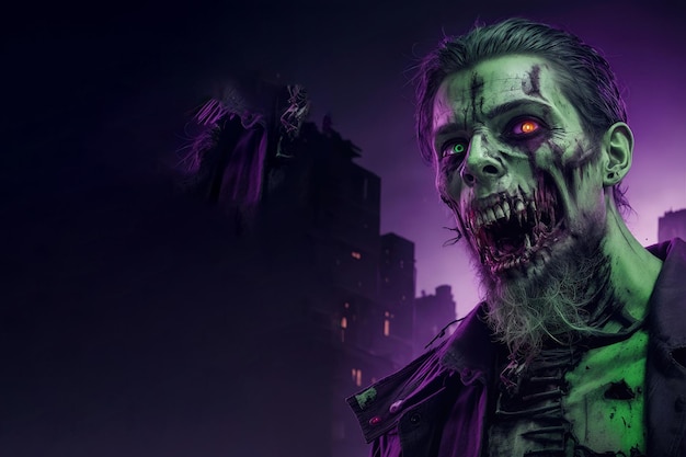 Enge zombie met bloedig gezicht Halloween-monster