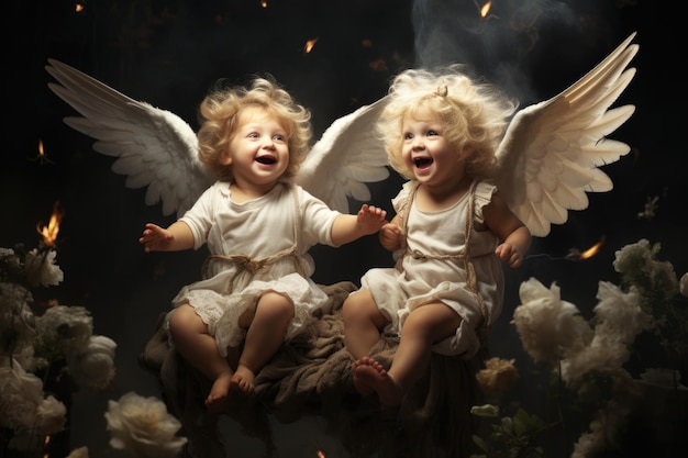 engel kunst cupido schattig kinderen zuiverheid onschuld vleugels met veren vlieg bijbel religie doopsel god pasgeboren cupido vriendelijkheid verjaardagsgroeten