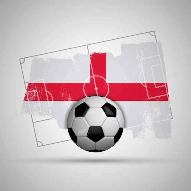 Engeland vlag voetbal achtergrond met grunge vlag voetbalveld en voetbal