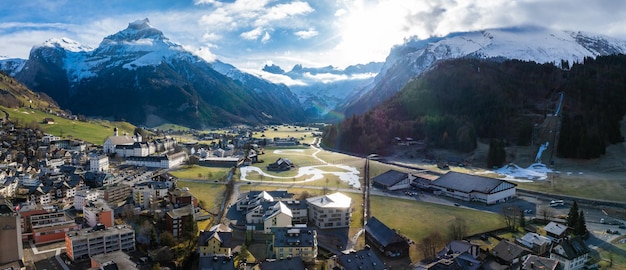 Engelberg a swiss alps resort town boasts a panoramic rainbow effect