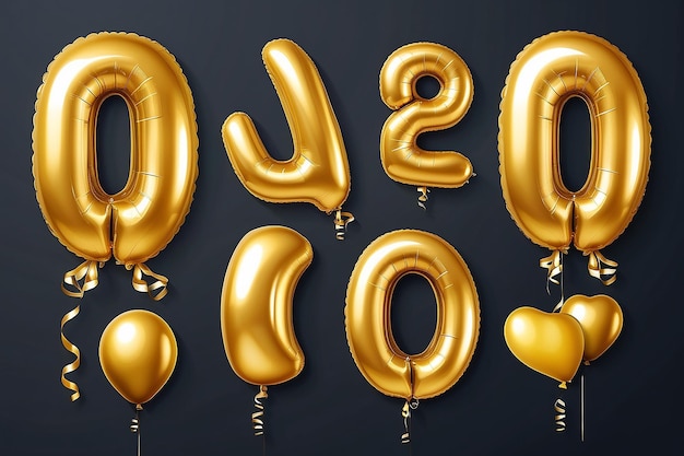 Foto engels alfabet en cijfers ballonnen heliumballonnen gouden ballonnen voor tekst