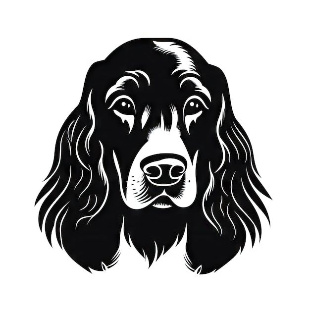 Foto engels cocker spaniel icon hond zwarte silhouet puppy pictogram huisdieren outline cocker spanyol symbool geïsoleerd op witte achtergrond ai generatieve illustratie