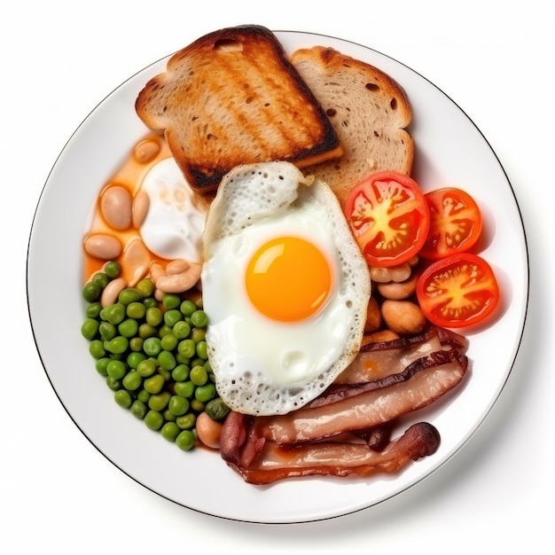 Engels ontbijt met eierenbacon en bonen