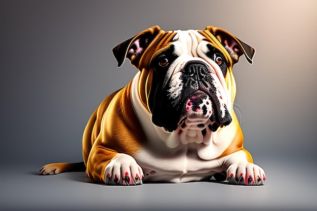 Engelse bulldog geïsoleerd op een doorzichtige achtergrond Portret van een Engelse buldog Leuke hond