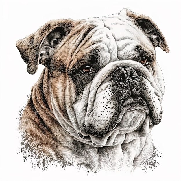 Engelse bulldog geïsoleerd op wit clipart gegenereerd door AI