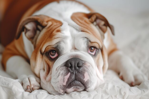 Engelse Bulldog portret focus op lege ruimte