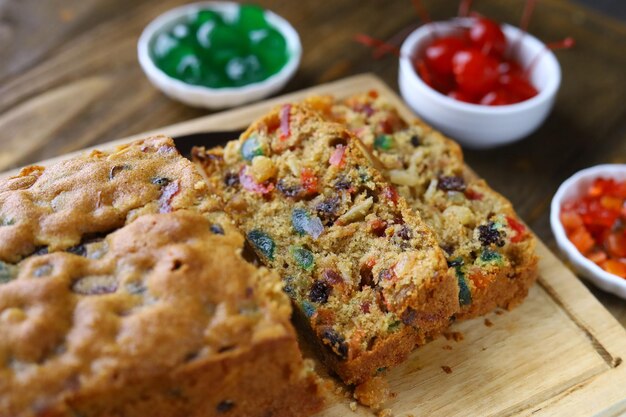 Engelse Gedroogde Fruitcake Traditionele Kerstcake Met Gedroogde Vruchten Dadels Gekonfijte Vruchten