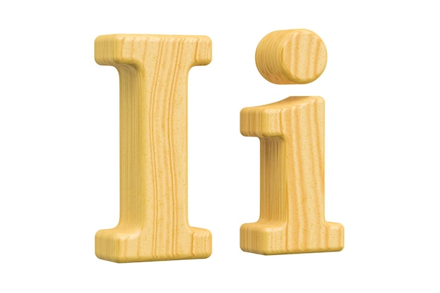 Foto engelse houten letter i met serif 3d-weergave