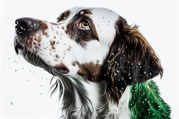 Foto engelse springerspaniël met groene vacht