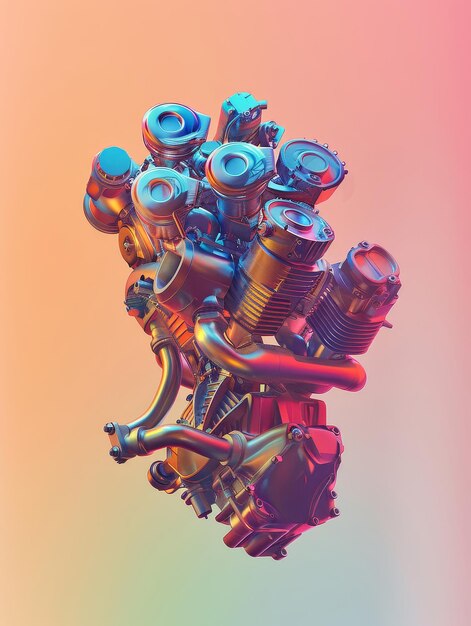 engine abstract a colorful engine in 3d a close up view of a colorful 3d rendered engine showcas