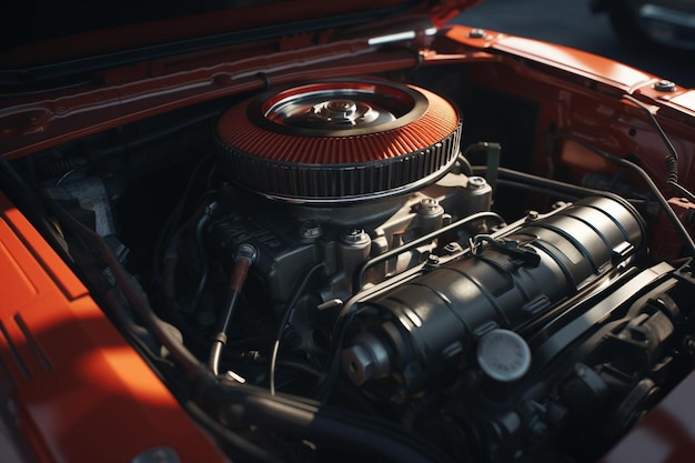 the engine of a classic car