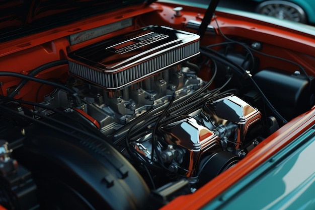 the engine of a classic car