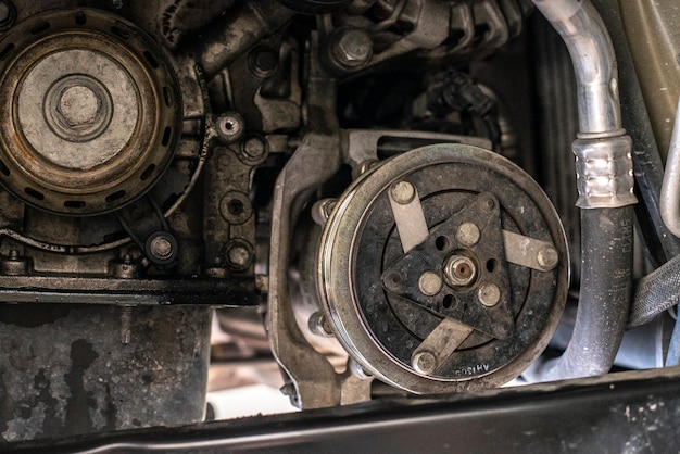 Engine disassembled detail ready for maintenance in mechanical workshop