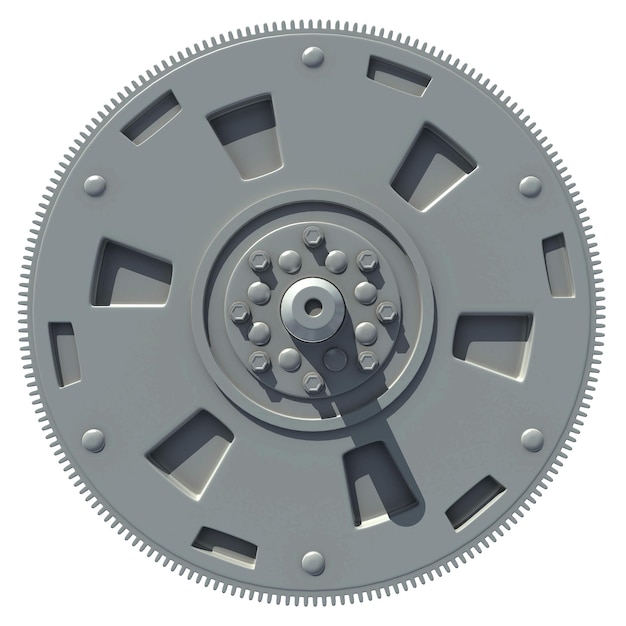 Engine flywheel d rendering on white background