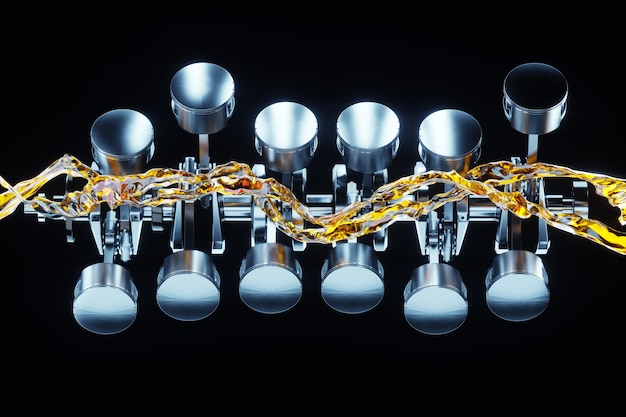engine oil lubrication pistons connecting rods and crankshaft of an internal combustion engine work v12 repair car 3d rendering 3d illustration