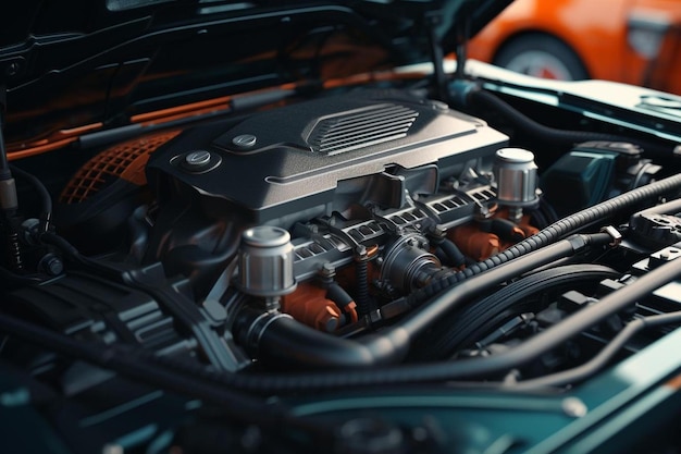 the engine of a supercar