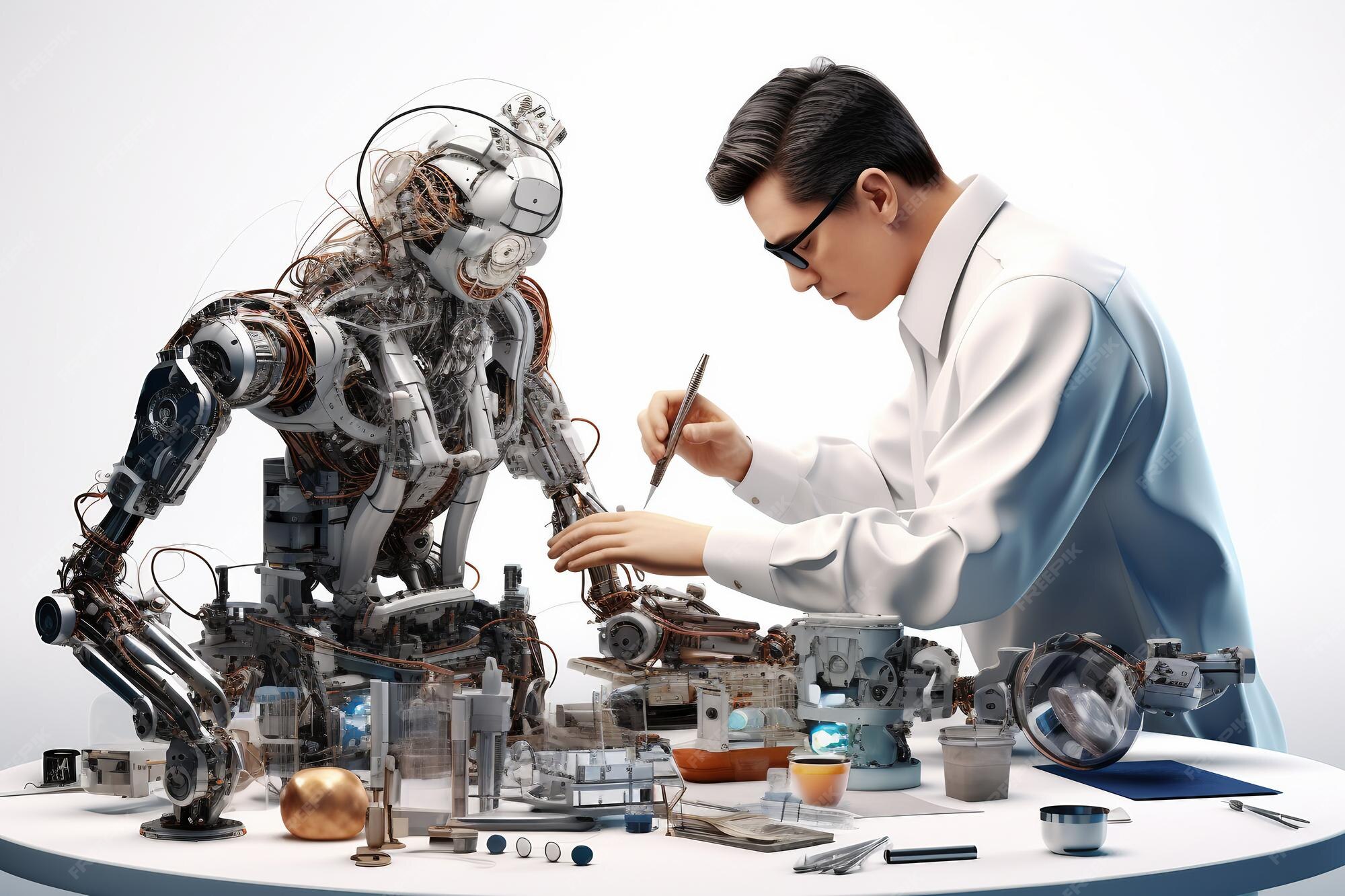 Premium Photo | Engineer Building Robot