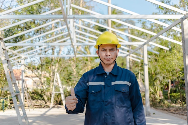 Engineer checking work at construction building