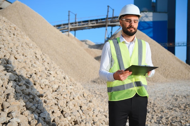 an engineer at a crushed stone or gravel plant stone mining