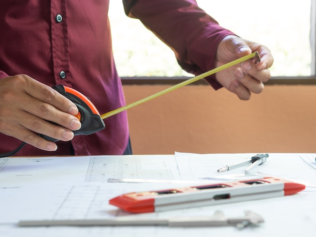 Engineer drawing the construction project