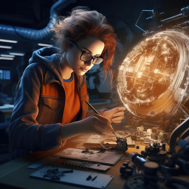 The engineer of the future draws a drawing