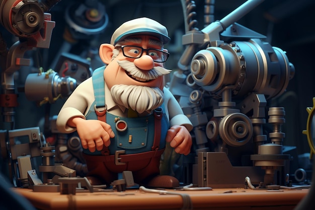 Фото Инженер в 3d-стиле мультфильма генеративный ии