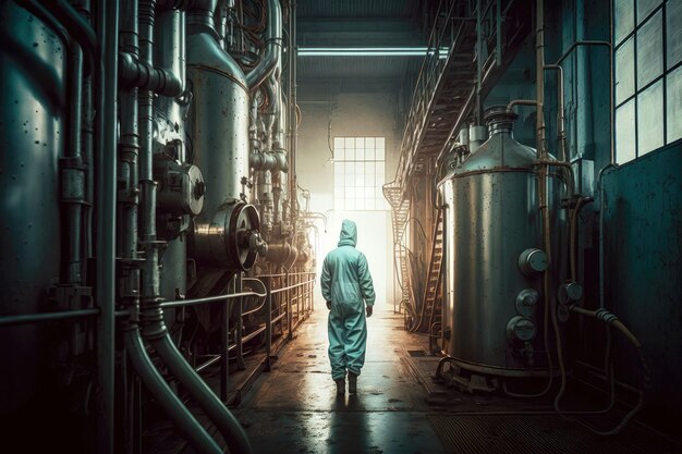 Engineer inside of factory chemical industry generative ai