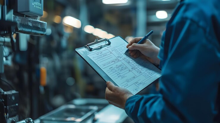 Engineer Inspecting Products on Assembly Line for Assurance