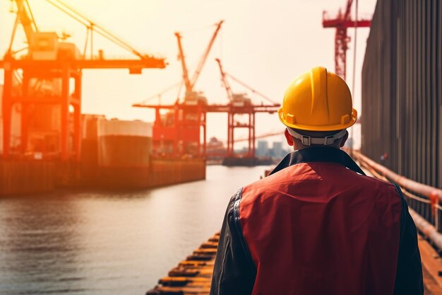 An engineer is working in a gas and oil industrial setting wearing a uniform and a safety cap