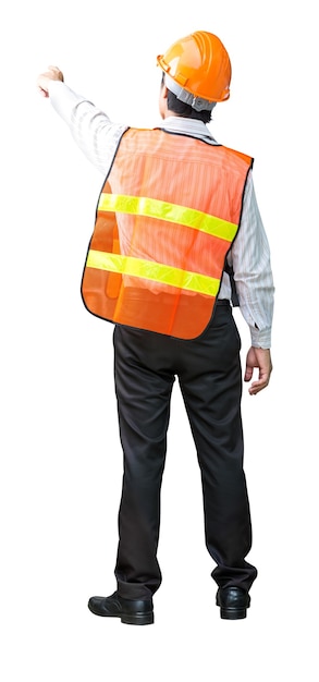 Engineer man in the safety uniform isolated on white background