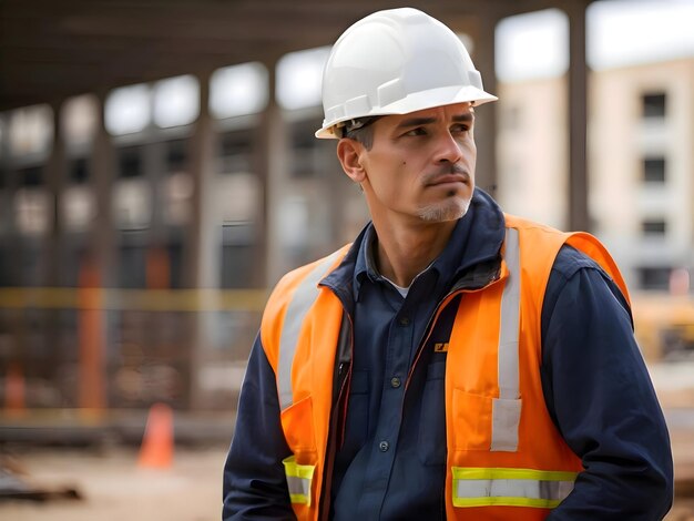 Engineer supervising construction work